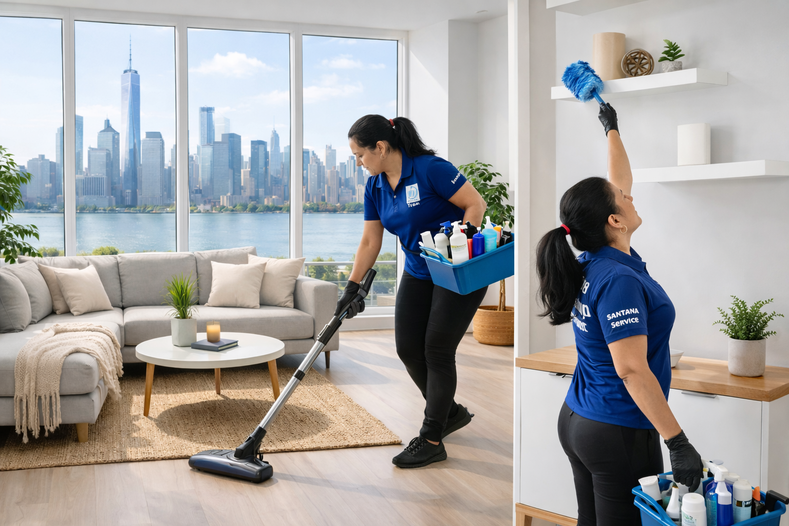 Full house cleaning service including vacuuming and dusting in Jersey City apartment